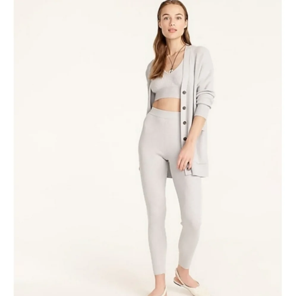 J.crew Ribbed Cardigan, Crop Top & Legging Set